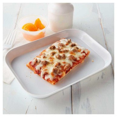 Authentic School Breakfast Pizza Toppings - Seasoned Turkey Sausage and Mozzarella - Close up