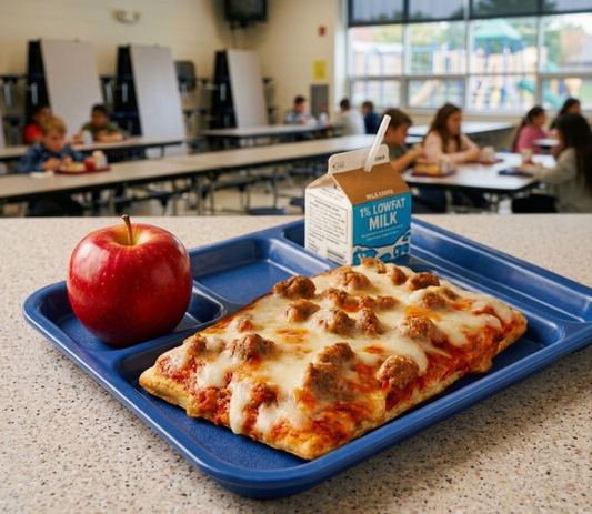 School Breakfast Pizza (Sausage, Cheese & Red Sauce) - School Daze