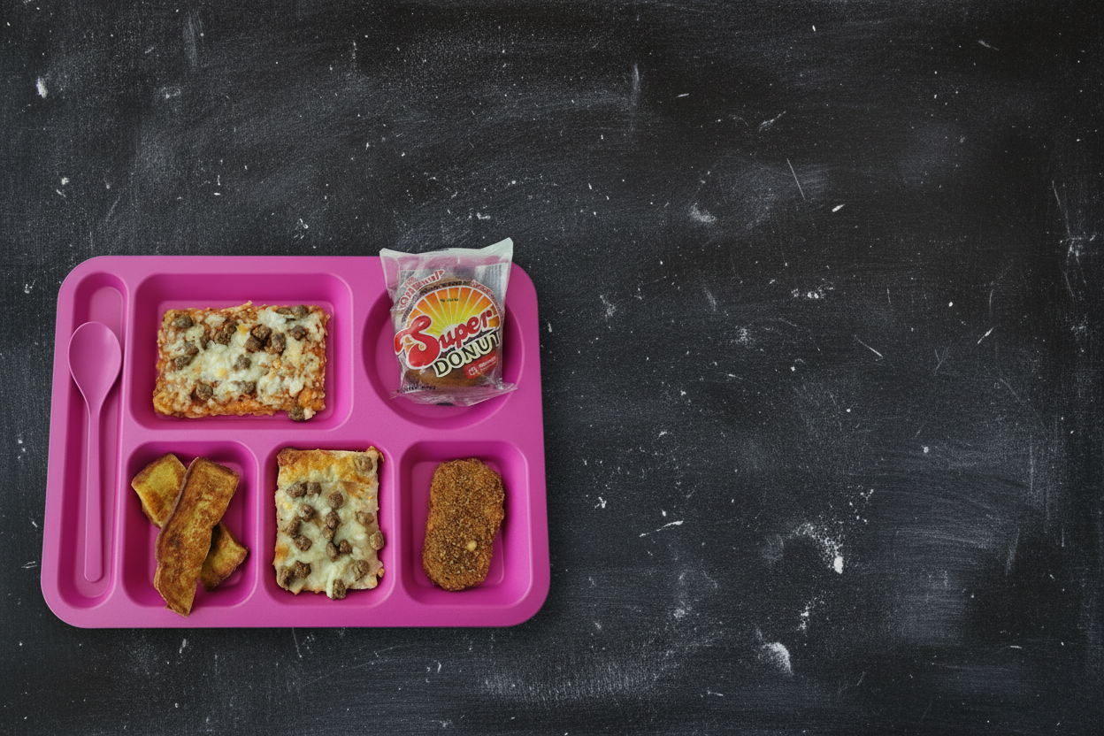 Pink tray on chalkboard with enhanced chalk smudges
